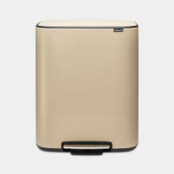 سلة مهملات Bo Pedal Bin بسعة 60 لتر – بلون الذهبي مع إغلاق هادئ ودواسة سهلة من برابنتيا