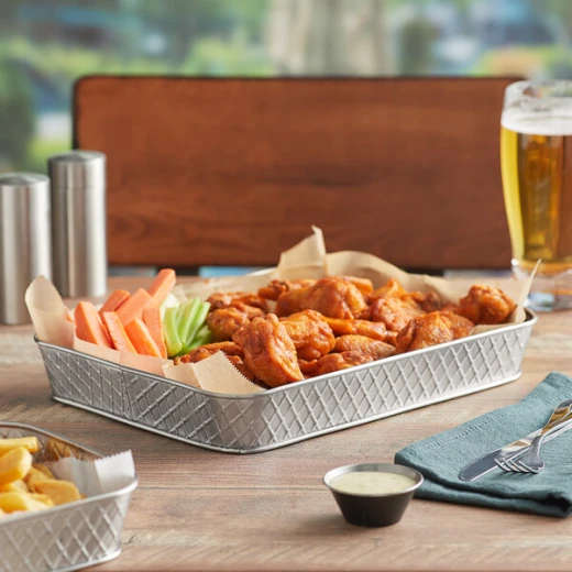 Table Craft LATTICE Rectangular Platter – Stainless Steel Serving Tray, 30x23cm Size, 4cm Height, Modern and Durable for Home & Event Serving - Table Craft - Image 2