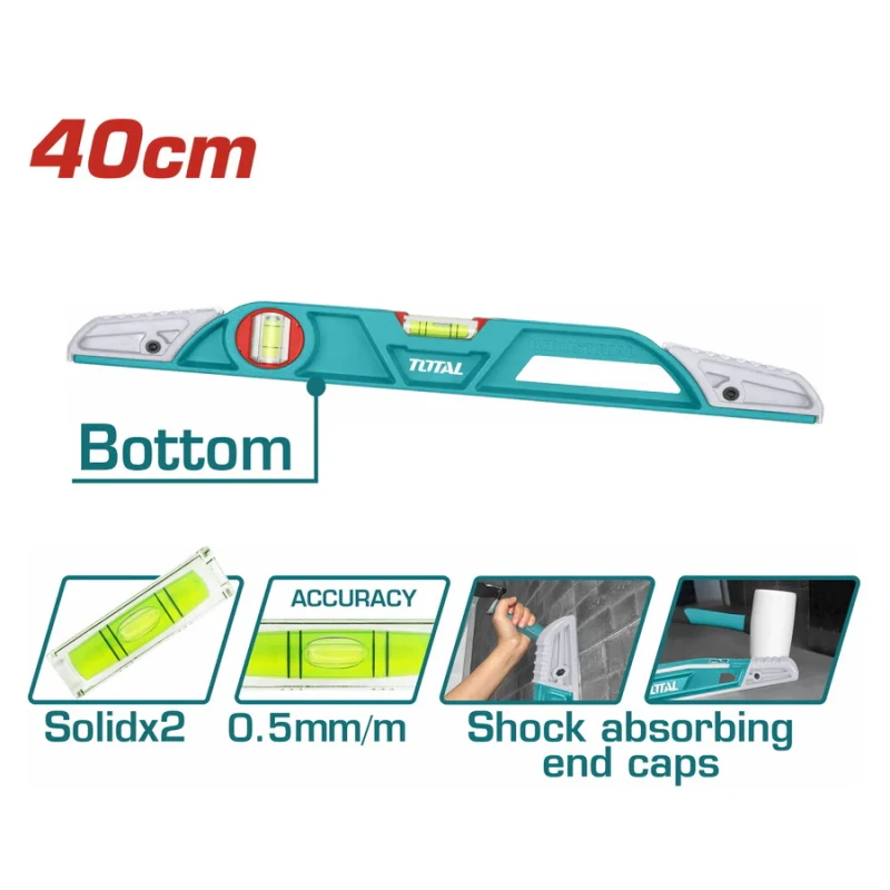 Total Heavy-Duty Mason's Level 80CM – Precision Spirit Level for Construction and Bricklaying - Total