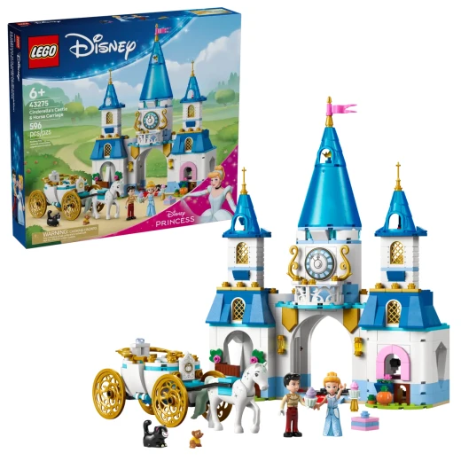 LEGO Disney Cinderella's Castle & Horse Carriage Set – Magical Princess Building Toy for Kids