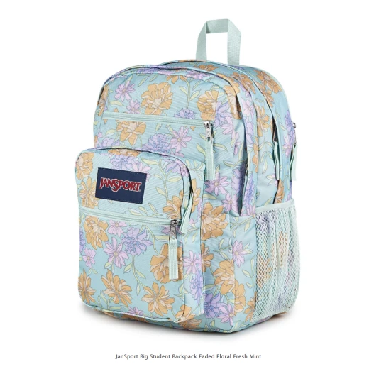 JanSport Big Student Backpack – Faded Floral Fresh Mint Design 34 l - JanSport - Image 4