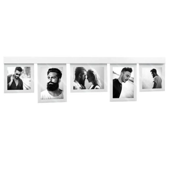 إطار صور متعدد ماسكاني أبيض 24×90 سم – يتسع لـ 5 صور، يُعلّق أفقيًا، ديكور أنيق للمنزل - ماسكاني