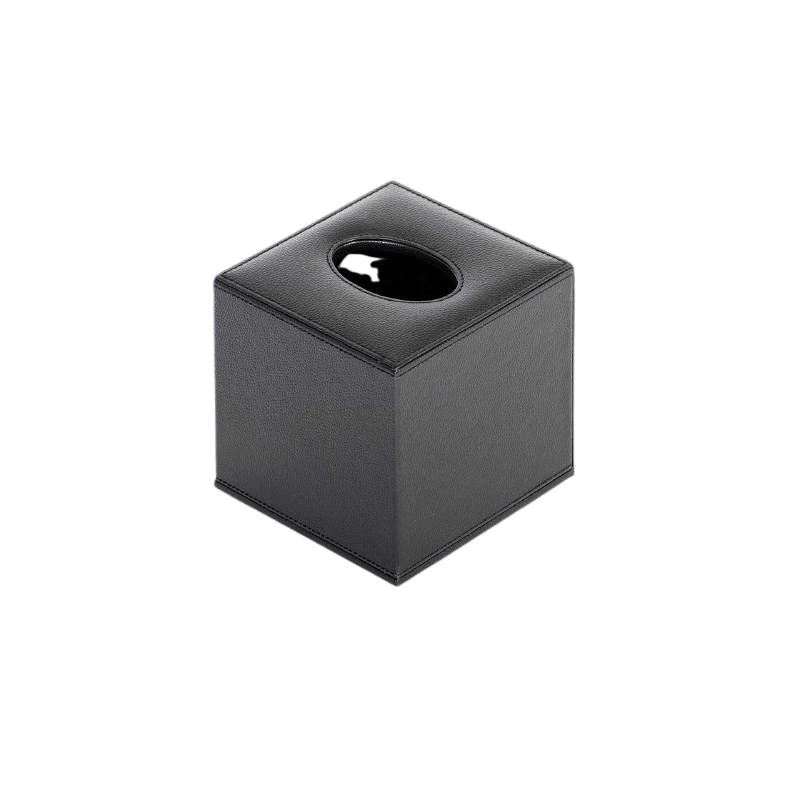 Bentley Square Black Leather Tissue Box - Stylish Home & Garden Decorative Accessory - Bentley