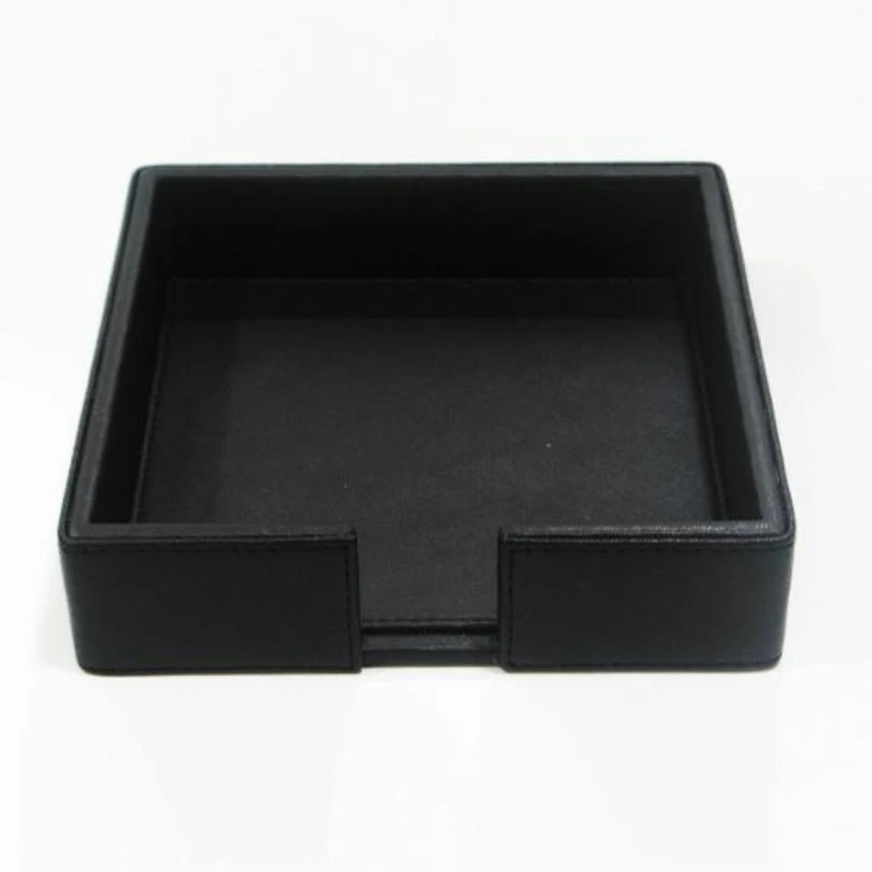 AP Large Black Leather Napkin Holder - Stylish Home & Garden Table Accessory - AP