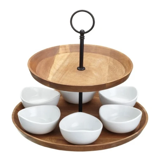 KitchenCraft Wooden Etagere Stand with 6 Bowls - Stylish and Functional Serveware KitchenCraft Wooden Etagere Stand with 6 Bowls - Stylish and Functional Serveware