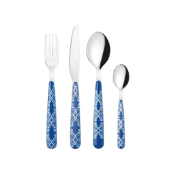 Guzzini Fusion Cutlery Set 24 Pieces - Blue Stainless Steel Flatware for Modern Dining