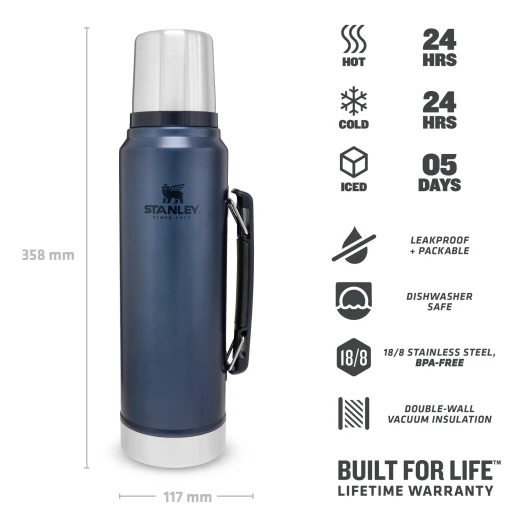 Stanley Classic Legendary Bottle 1.0L Nightfall - Durable Thermos - Stanley - Image 3