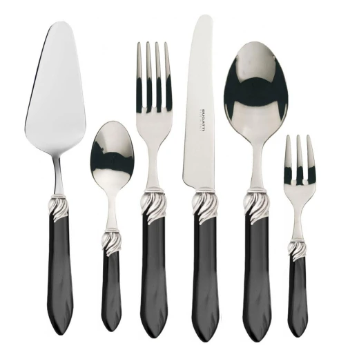 Bugatti Falabella Cutlery Set 31 Pieces Black/Chrome Ring Bugatti Falabella Cutlery Set 31 Pieces Black/Chrome Ring