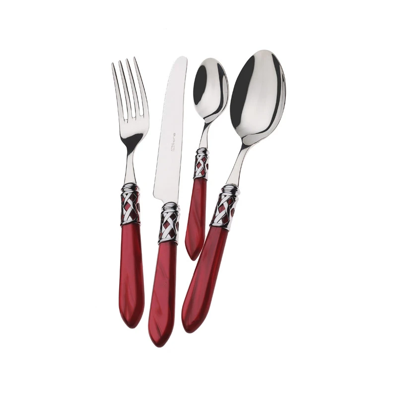 Bugatti Aladdin Cutlery Wenge Burgundy 24 Pieces Set Silver Ring - Bugatti
