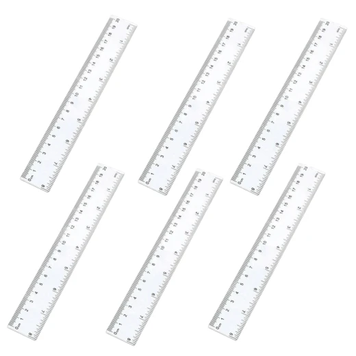 6-Pack Transparent 20cm Rulers, Durable Plastic School Rulers with Clear Metric Markings, Ideal for Students, Classrooms & Office Use 6-Pack Transparent 20cm Rulers, Durable Plastic School Rulers with Clear Metric Markings, Ideal for Students, Classrooms & Office Use