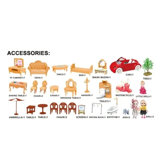 Sensoria ,  Classic Princess Castle Villa Toy Kit Kids Pretend Play Big Doll Houses For Childrens With Accessories - sensoria - Image 3