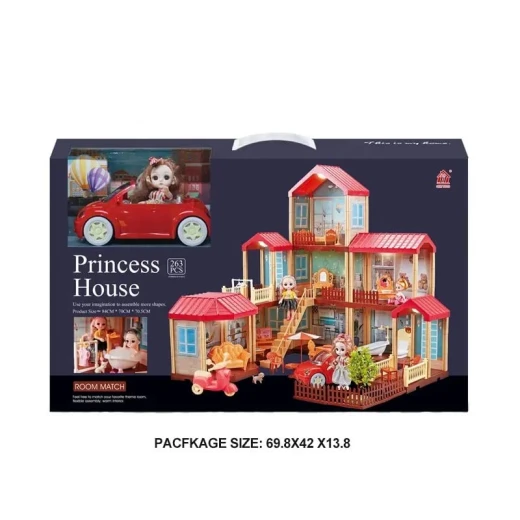 Sensoria ,  Classic Princess Castle Villa Toy Kit Kids Pretend Play Big Doll Houses For Childrens With Accessories - sensoria - Image 2
