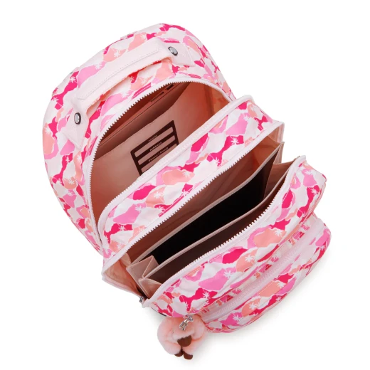 Kipling Class Room Pink Palm Large Backpack with Laptop Compartment, Size 43 × 29 × 24 cm – Spacious, Stylish & Functional, Ideal for School or Work - Kipling - Image 4