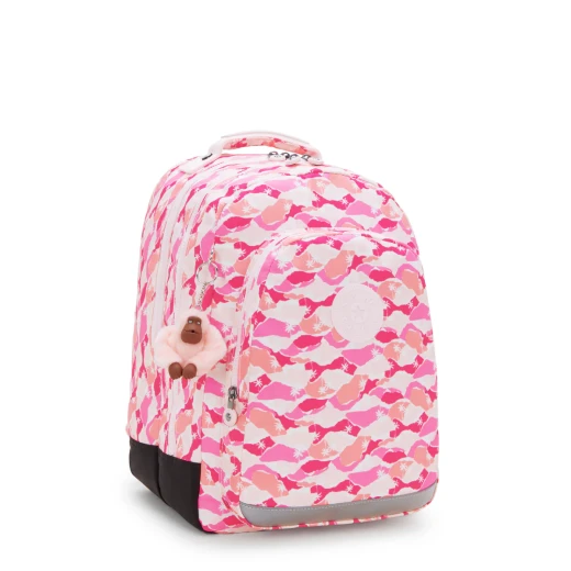 Kipling Class Room Pink Palm Large Backpack with Laptop Compartment, Size 43 × 29 × 24 cm – Spacious, Stylish & Functional, Ideal for School or Work - Kipling - Image 3
