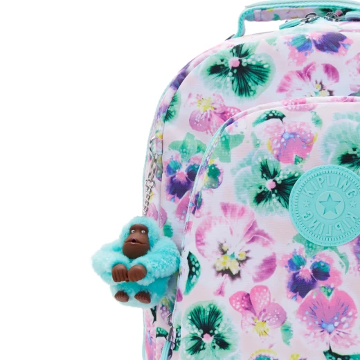 Kipling Class Room Aqua Blossom Large Backpack with Laptop Compartment, Size 43 × 29 × 24 cm – Spacious, Stylish & Functional, Ideal for School or Work - Kipling - Image 2
