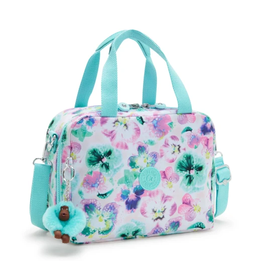 Kipling Miyo Lunchbox, Aqua Blossom with Trolley Sleeve, Insulated, Lightweight & Perfect for School or Outings 25 x 13.5 x 20 cm - Kipling - Image 3