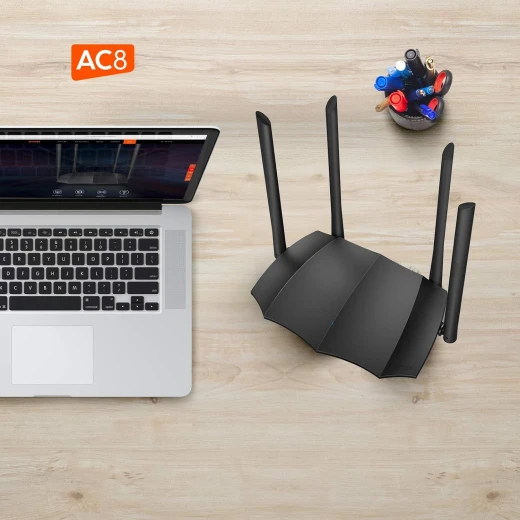 راوتر واي فاي AC1200 - راوتر لاسلكي ثنائي النطاق 5 جيجاهرتز/2.4 جيجاهرتز، 4 منافذ جيجابت WAN/LAN، 4 هوائيات 6 ديسيبل، وضع نقطة وصول مكرر، تشكيل الشعاع، MU-MIMO، التحكم بالتطبيق، AC8 من تيندا - تيندا - Image 3