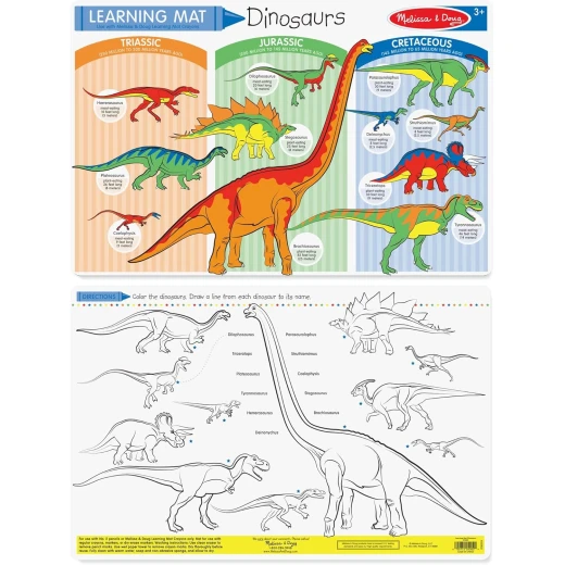 Melissa & Doug Dinosaurs Color-A-Mat – 6 Piece Reusable Write & Wipe Creative Play Set - Melissa & doug - Image 3