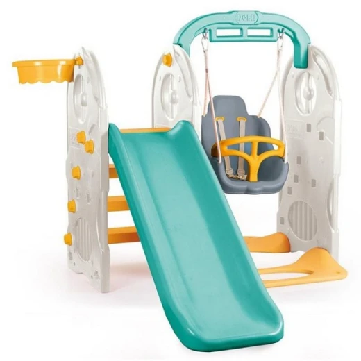 Dolu 4-in-1 Playground Set – Slide, Swing, Basketball Hoop & Pull-Up Bar – Indoor/Outdoor Play – Sturdy Design – Easy Assembly – 126cm Slide