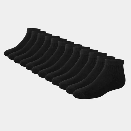 Hanes Boys' 12pk Cushioned Ankle Athletic Socks Black M - Hanes - Image 2