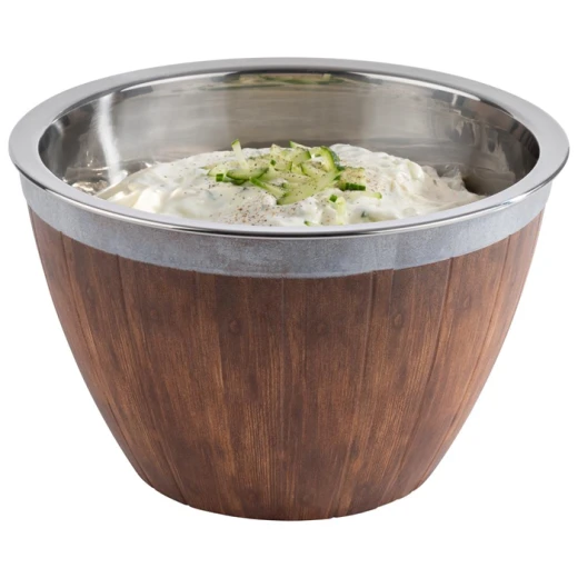 APS Melamine Bowl 26cm with Stainless Steel Insert - Brown - APS - Image 2