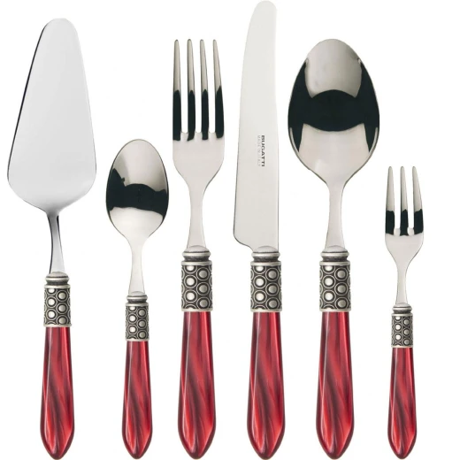 Bugatti Optical Cutlery Set 31 Pieces Burgundy/Silver Ring Bugatti Optical Cutlery Set 31 Pieces Burgundy/Silver Ring