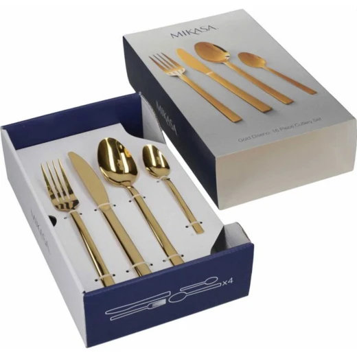 KitchenCraft Mikasa Gold Cutlery Set 16 Piece Stainless Steel - KitchenCraft - Image 2