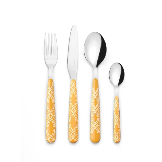 Guzzini Fusion Cutlery Set 24 Pieces Yellow Stainless Steel Guzzini Fusion Cutlery Set 24 Pieces Yellow Stainless Steel