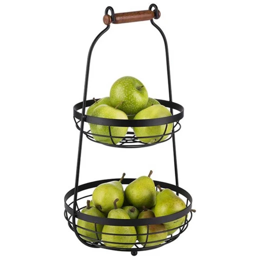 APS 2 Tier Etagere Black Serveware Metal/Wood - APS - Image 2