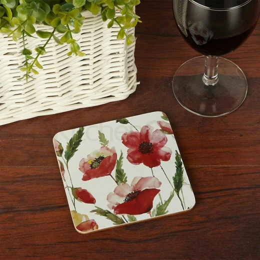طقم قواعد أكواب KitchenCraft Watercolour Poppy من 6 قطع - كيتشن كرافت - Image 2