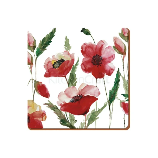 طقم قواعد أكواب KitchenCraft Watercolour Poppy من 6 قطع