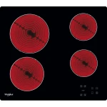 Whirlpool AKT 8090/NE Black Glass Electric Hob: Elevate Your Kitchen with This Stylish 4-Zone Cooktop. Featuring Easy Cleaning and a Sleek Design, Perfect for Modern Homes. - Whirlpool