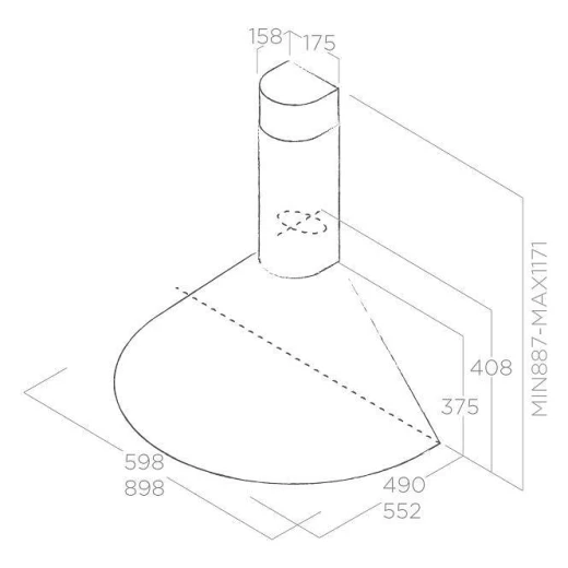 شفاط حائط إليكا TONDA IX F/60، 60 سم، ستانلس ستيل، شفاط مطبخ حديث، تشغيل هادئ، تركيب سهل، جودة عالية - إليكا - Image 2