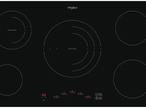Whirlpool 90cm Built-In Electric Ceramic Hob - Black Glass, 5 Zones - Whirlpool