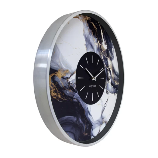 Nextime Marble DuoAluminium Large Wall Clock - 48 Cm - White & Silver - Nextime - Image 5