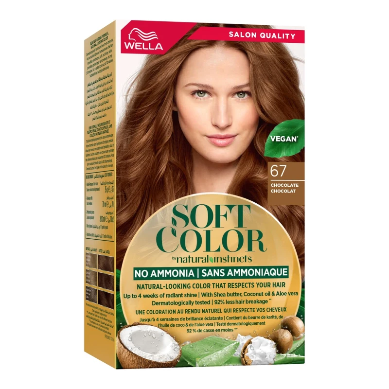 Wella Soft Color Chocolate No.67 Hair Dye, Ammonia & Peroxide-Free, Long-Lasting Rich Color, Gentle Formula - Wella