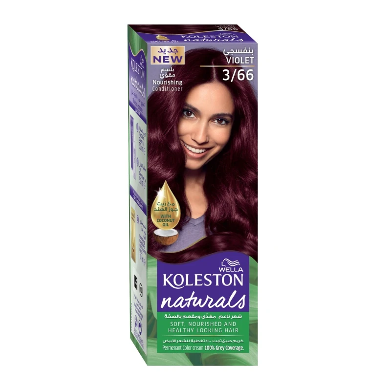 Wella Koleston Hair Dye 3/66 Purple with Coconut Oil & Conditioner - Wella
