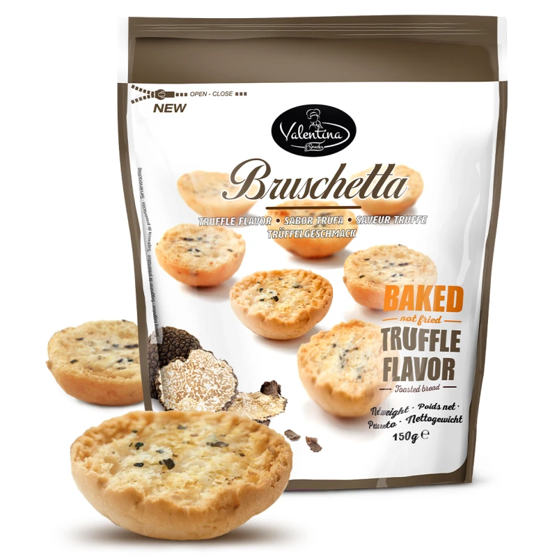 Valentina Truffle Bruschetta Snacks, 150g, Delicious Italian Flavor, Crunchy Gourmet Appetizer, No Artificial Additives - Valentina