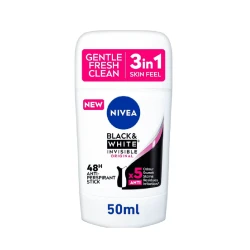 Nivea Black & White Women’s Deodorant Stick 50ml, Long-Lasting Protection, No White Marks, Fresh & Gentle Formula