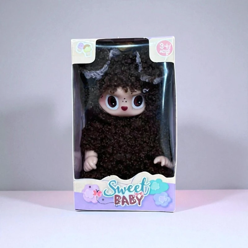 Baby Labubu 5th Generation Collectible Mini Doll – Cute Character Figure 9cm, Color of Choice, Keychain Accessory & Decorative Toy Gift Dark Brown - Labubu