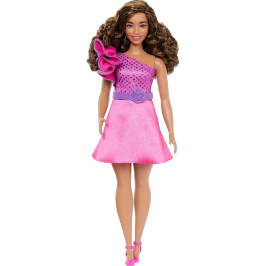 Barbie Fashionistas Doll #225 Curvy Brown Hair Pink Dress & Accessories 65th Anniversary Gift - Barbie - Image 4