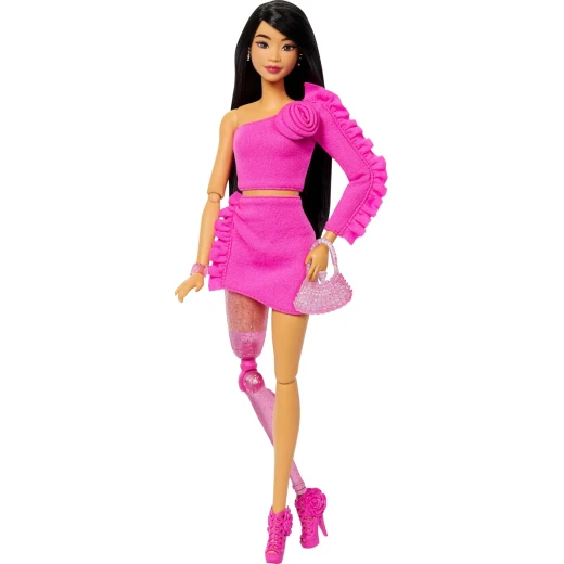 Mattel Barbie Deluxe Style #2 Doll in Pink Barbiecore Outfit with Glittery Prosthetic Leg & Accessories