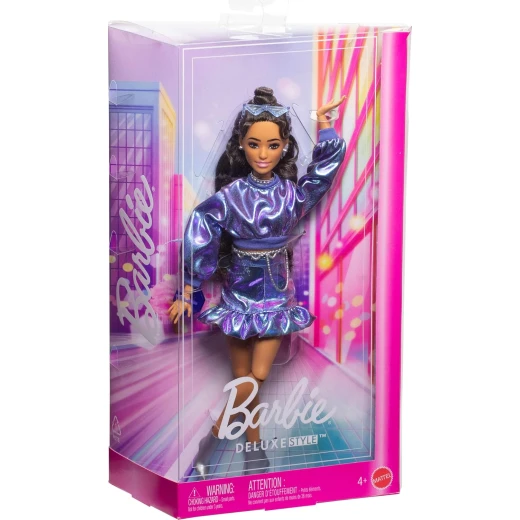 Mattel Barbie Deluxe Style Doll #7 Metallic Blue Outfit Fashion Play Set with Accessories - Barbie - Image 3