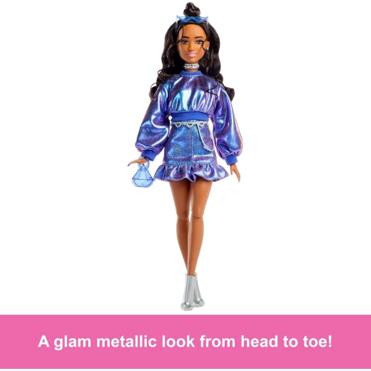Mattel Barbie Deluxe Style Doll #7 Metallic Blue Outfit Fashion Play Set with Accessories - Barbie - Image 4