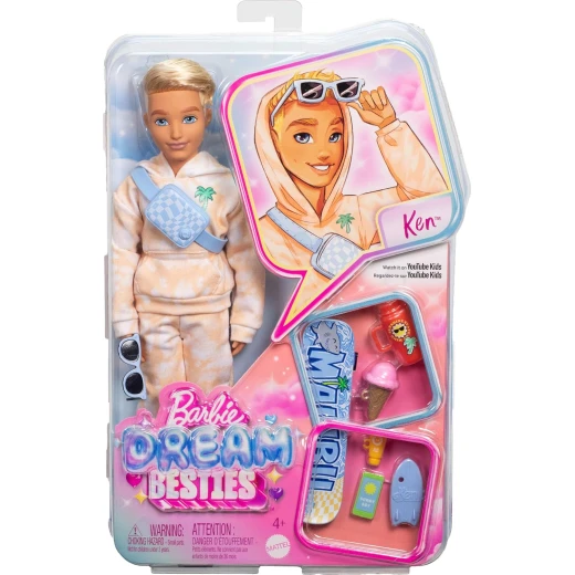 Mattel Barbie Dream Besties Ken Fashion Doll with Summer Accessories, Blonde Hair, Skateboard & Imaginative Play Mattel Barbie Dream Besties Ken Fashion Doll with Summer Accessories, Blonde Hair, Skateboard & Imaginative Play