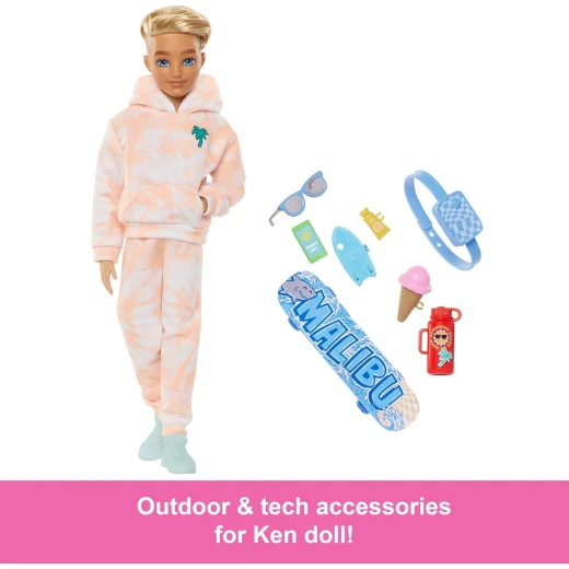 Mattel Barbie Dream Besties Ken Fashion Doll with Summer Accessories, Blonde Hair, Skateboard & Imaginative Play - Barbie - Image 4