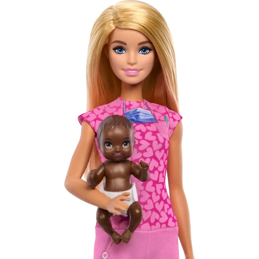 Mattel Barbie Baby Doctor Doll with Blonde Hair & Accessories Set for Imaginative Play 9.5 Inch Doll Includes Baby Doll Furniture & Accessories Great Gift for Kids Ages 3+ Years - Barbie - Image 5