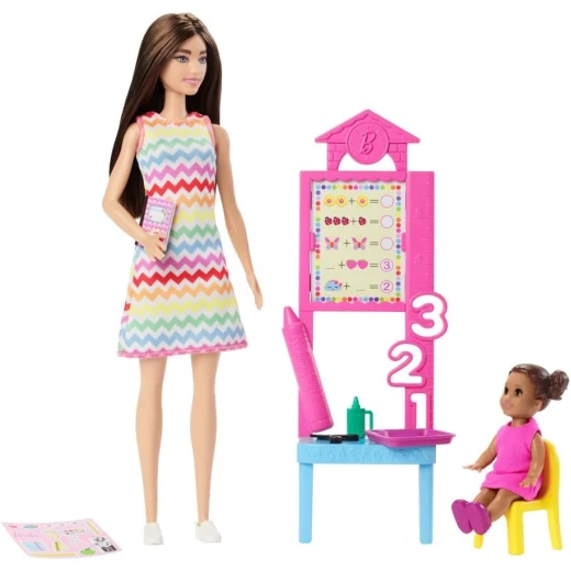Barbie Teacher Playset with Brunette Doll & Toddler Classroom Accessories Imaginative Role Play Gift - Barbie - Image 3
