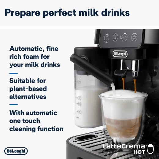 De'Longhi Magnifica Start ECAM220.60.B, Fully Automatic Bean to Cup Coffee Machine with 4 One-Touch Recipes, Soft-Touch Control Panel, Auto Milk, 1450W, Black - De'Longhi - Image 3