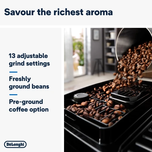 De'Longhi Magnifica Start ECAM220.60.B, Fully Automatic Bean to Cup Coffee Machine with 4 One-Touch Recipes, Soft-Touch Control Panel, Auto Milk, 1450W, Black - De'Longhi - Image 5